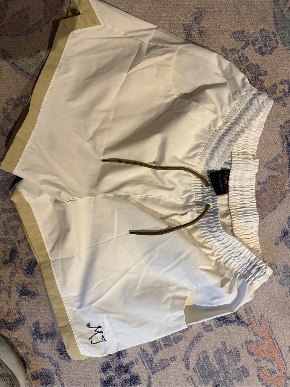 Jordan Women's Cream Athletic Shorts with Tan Trim